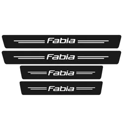 4pcs Carbon Fiber Car Door Sill Anti - Scratch Waterproof Decal Sticker Set (4PCS For FABIA)