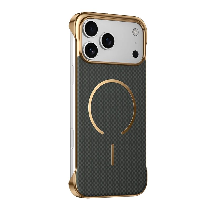 Magsafe Magnetic Wireless Charging Carbon Fiber Shockproof Phone Case with Frameless Air Bumper Design