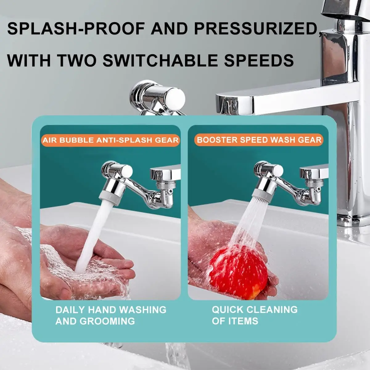 1080&deg; Rotatable Faucet Adapter Sprayer Head Water Tap Nozzle Universal Bathroom Tap Extend Aerator 2 Spray Modes faucet adapter