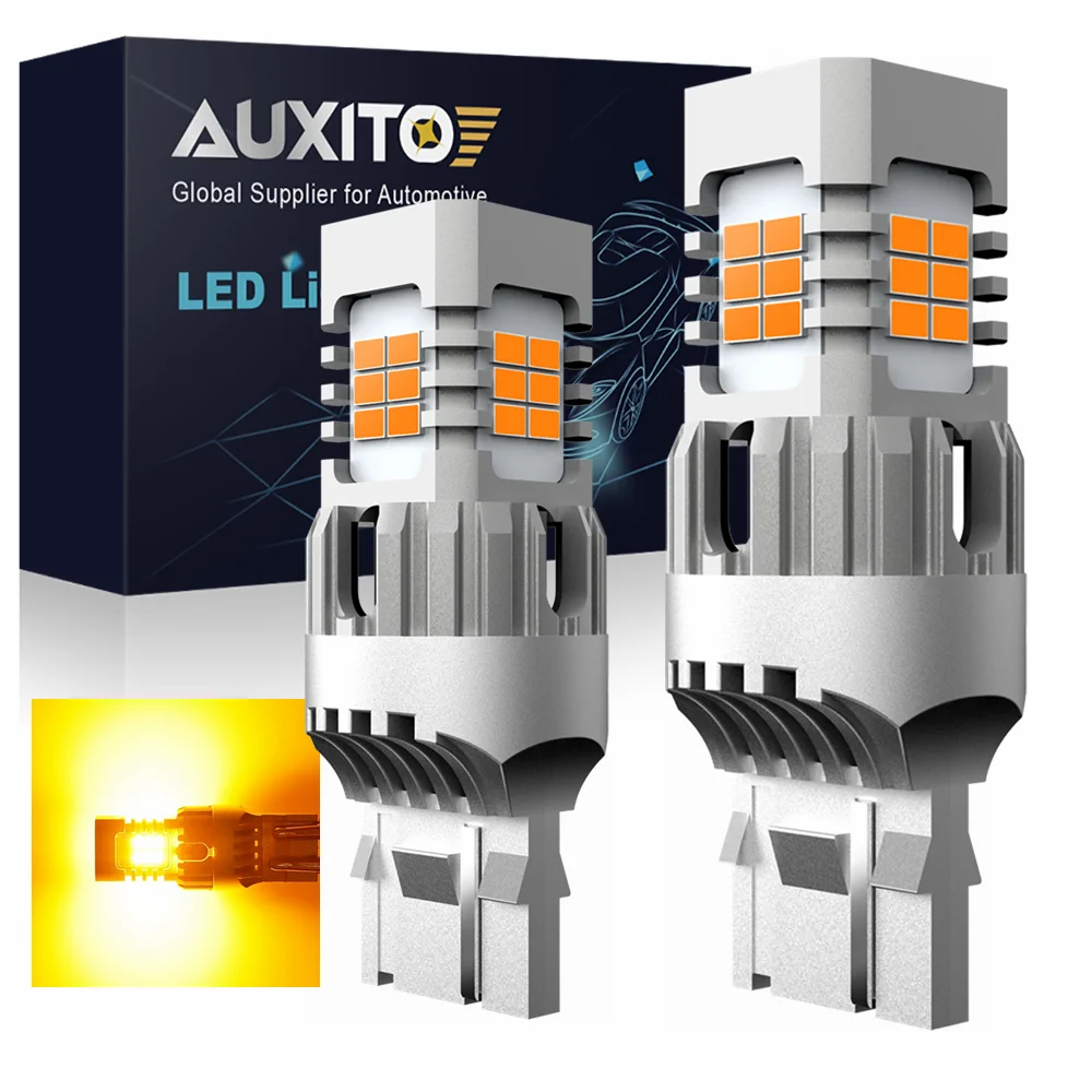 Auxito 2 Pz No Hyper Flash 7440 Lampadina Led T20 W21W Wy21W 7440Na 7440 Led Indicatori Di Direzione Lampadine Canbus Error Free Car Lamp Ambra
