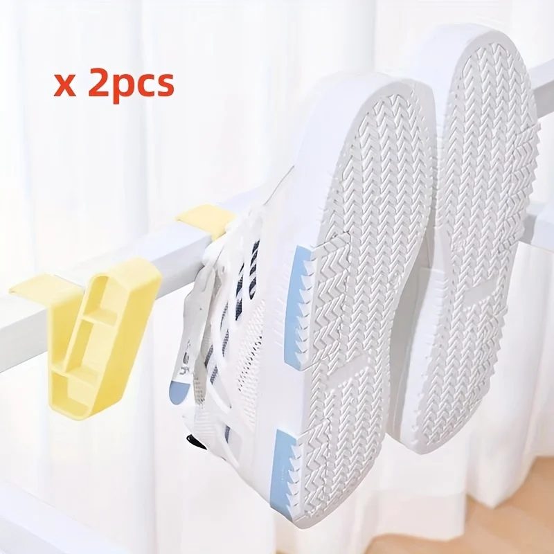 2pcs Shoe Hanger Hangable Slippers Organizer Slippers Display Hook Shoe Rack Portable Clothes Hangers Shoe Drying Shelf For Home
