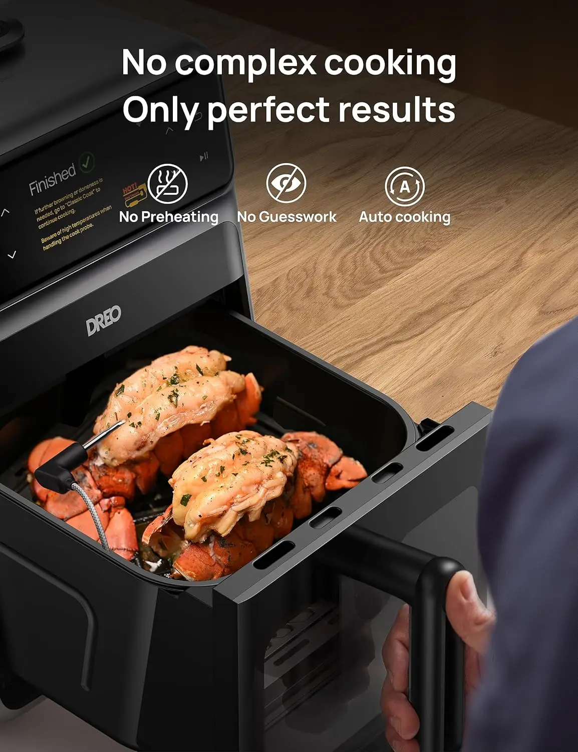 Dreo ChefMaker Combi Fryer, Cook like a pro with just the press of a button, Smart Air Fryer Cooker with Cook probe, Water Atomi