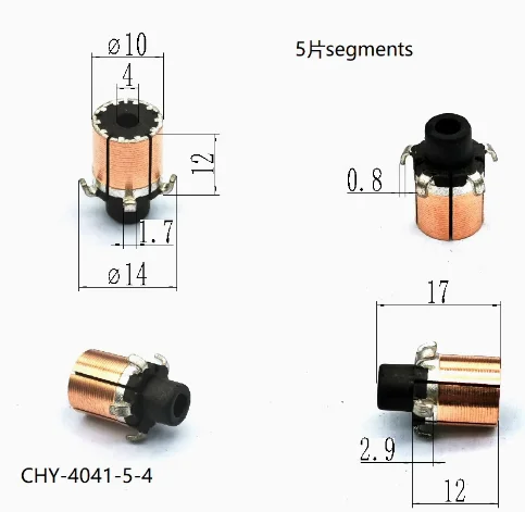 

5pcs 10*4*12（17）* 5P Teeth Copper Bars Electric Motor Commutator CHY-4041-5-4