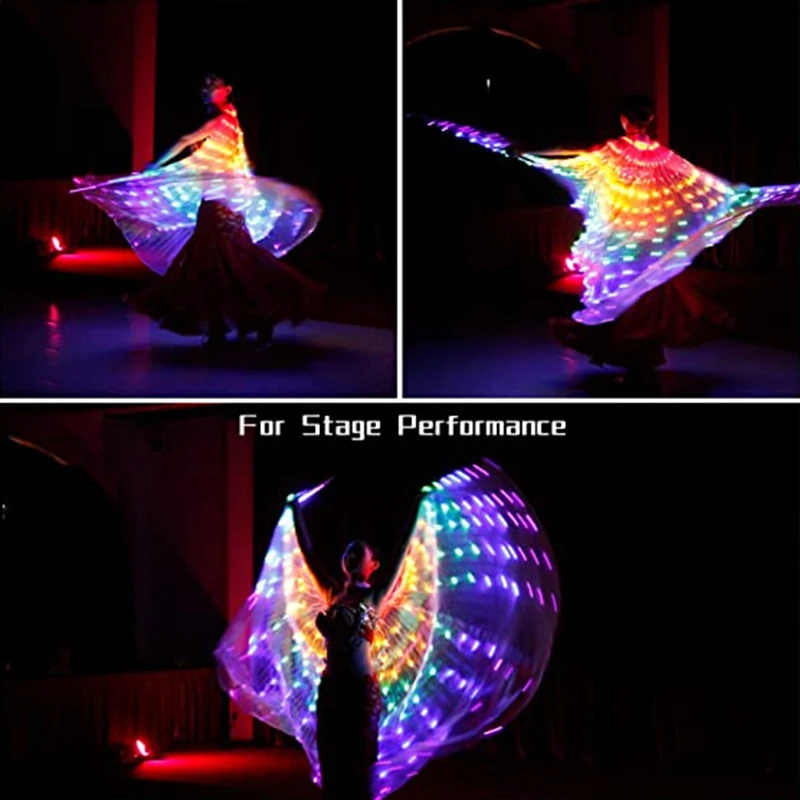 LED Schmetterling glühenden Flügel Tanz bunte Beleuchtung Umhang  Performance-Kostüme mit Teleskop Festival Party Karneval Dekor Requisite