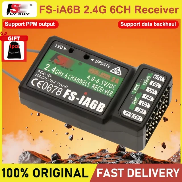 FLYSKY IA6B 2.4G 6CH PPM Output with IBus Port Receiver for FLYSKY FS-i6 FS-i10 I6X I6S Transmitter RC Drone Airplane Helicopter 1