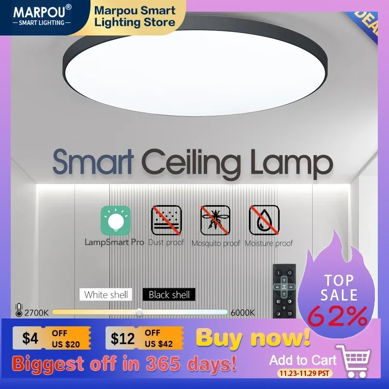 

Modern Ceiling Light LED Lamp Luminaire Lustre 18W-80W 220V Remote Control APP Bathroom Chandelier Baby Bedroom Living Room