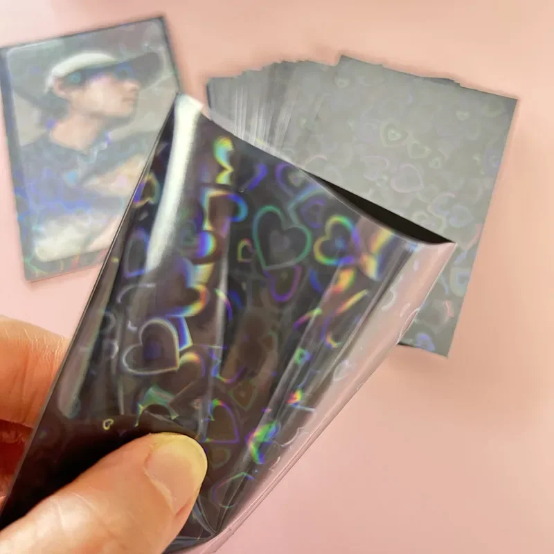 Kpop Card Sleeves 61x91mm 20C Heart Bling Holder For Holo Postcards Top Load Films Photocard Game Photo Cards Protector 50pcs photocard protector photocard holder photo card holder