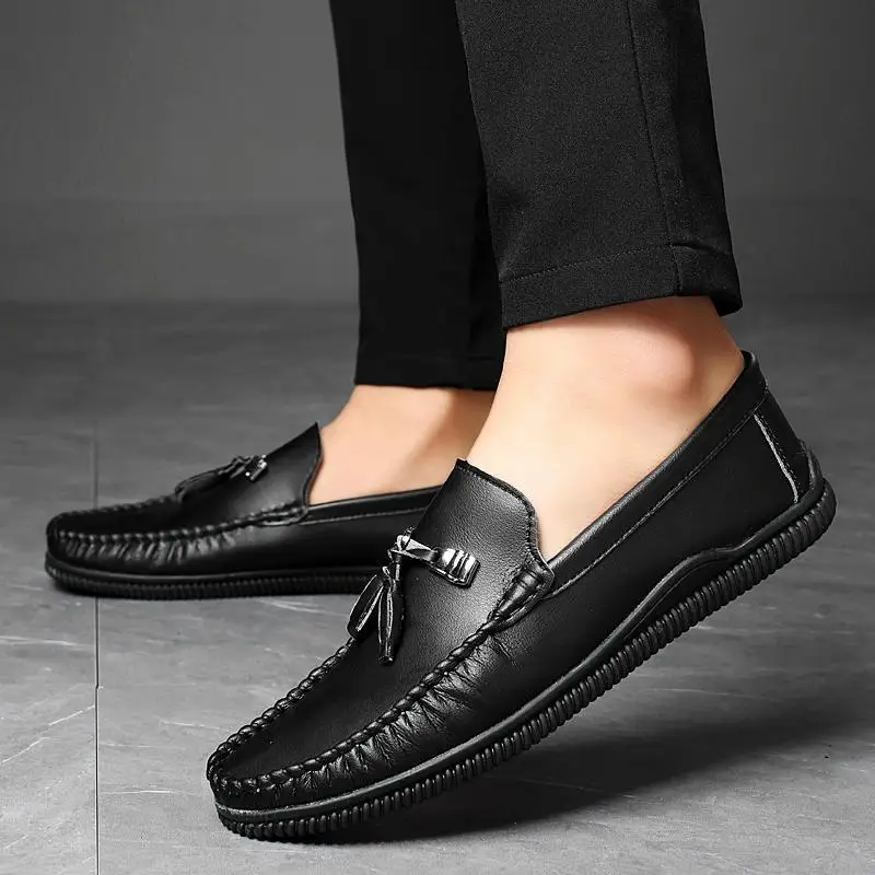 

Роскошные мужские туфли-Лоферы без застежки, летняя повседневная обувь из натуральной кожи, лоферы с одной педалью, новинка 2023