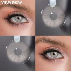 Visuashow Sora Grey Color Contact Lenses for Natural Beauty - 1 Year Fashion Contacts (Meteor Grey)