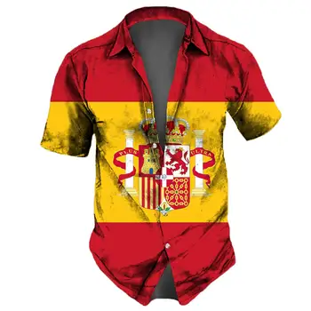 SPAIN Shirt Spain National Emblem Printed 3D Men's T-Shirt Summer  Short Sleeve Fashion Cool Oversized Shirt For Men Clothes 2