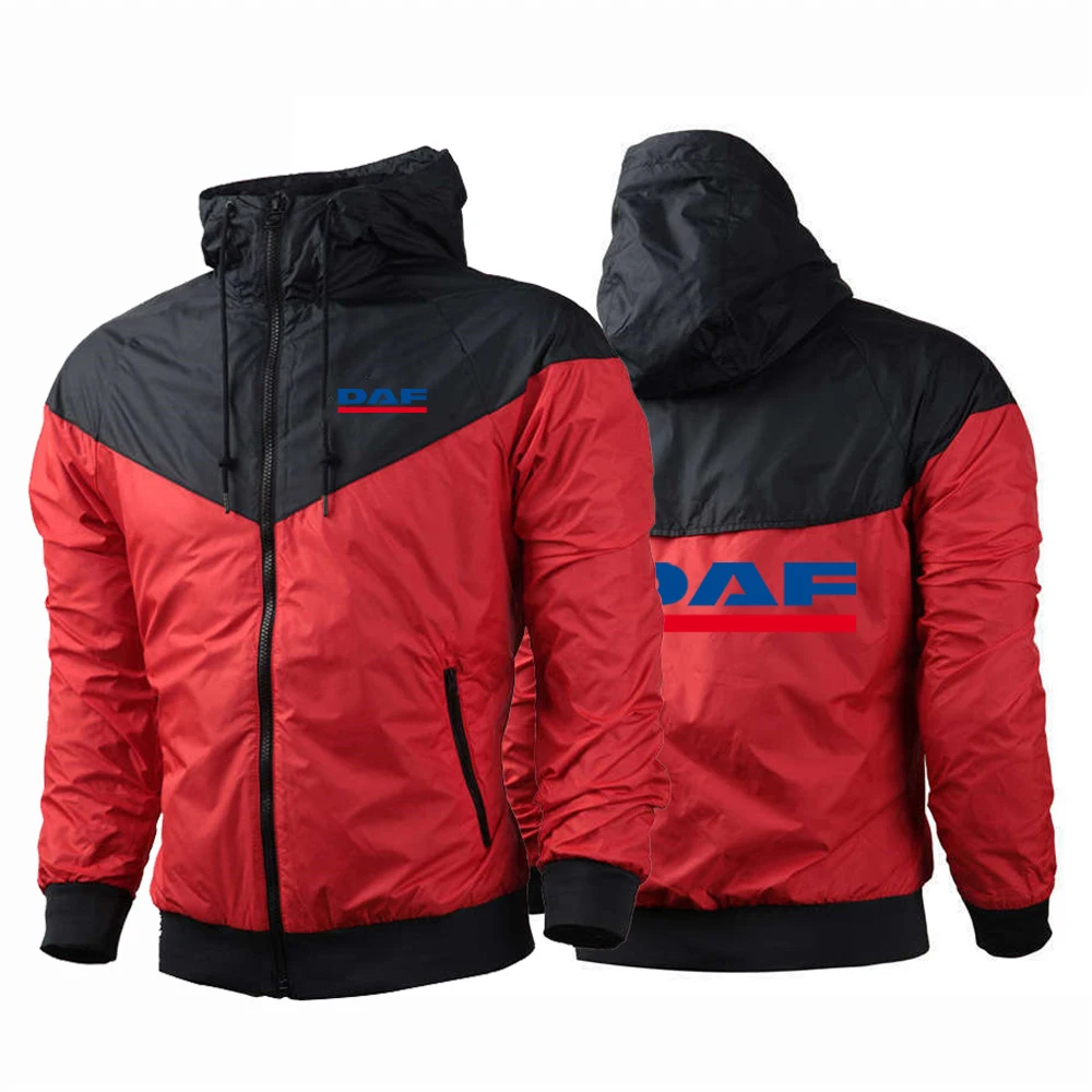 DAF TRUCKS COMPANY TRUCKER Printing Fashion 2023 New Man's Jackets Zipper Splicing Windbreaker Classic Slim Fit Hoodies Coat