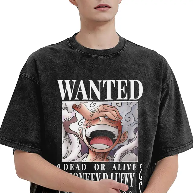 Luffy Wanted Bounty Nika Gear 5 4th Yonko Vintage Washed T