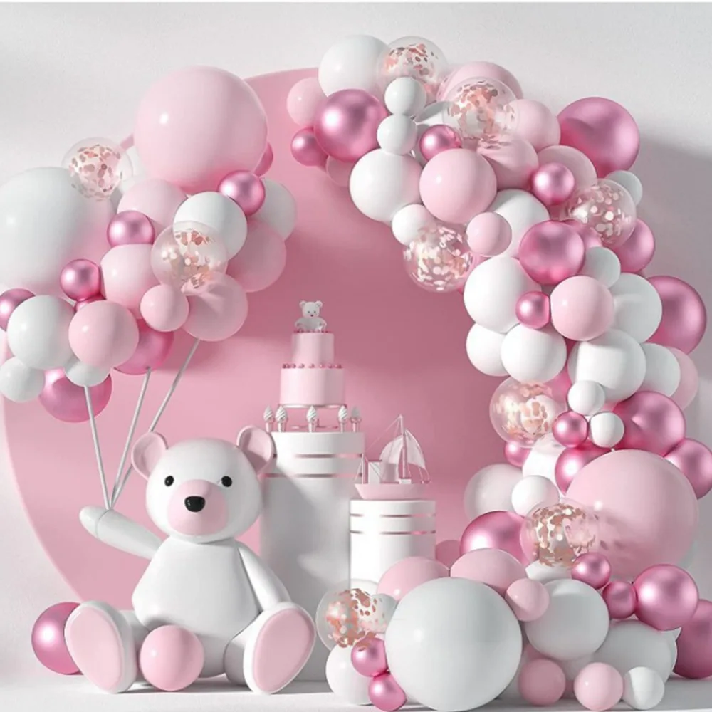 

107 Pcs Pink Balloons Latex Kids Happy Birthday Balloons Party Decorations Arch Party Decorations Set Wedding Decoration