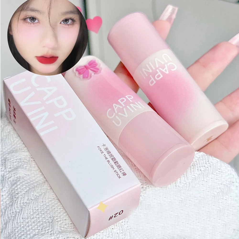 Cappuvini Natural Pink Color Blusher Stick Face Blusher Patting Powder Blusher for Cheeks Cute Korean Style 2