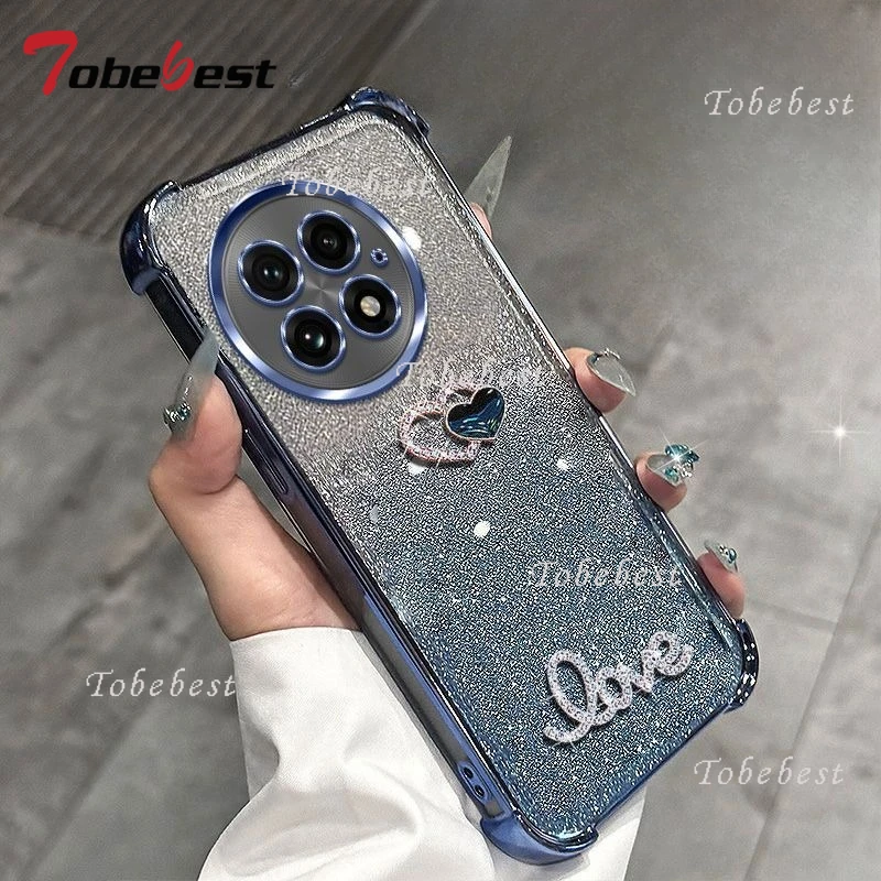 3D Love Shockproof Glitter Bead Bracelet Silicone Phone Case with Plating Finish