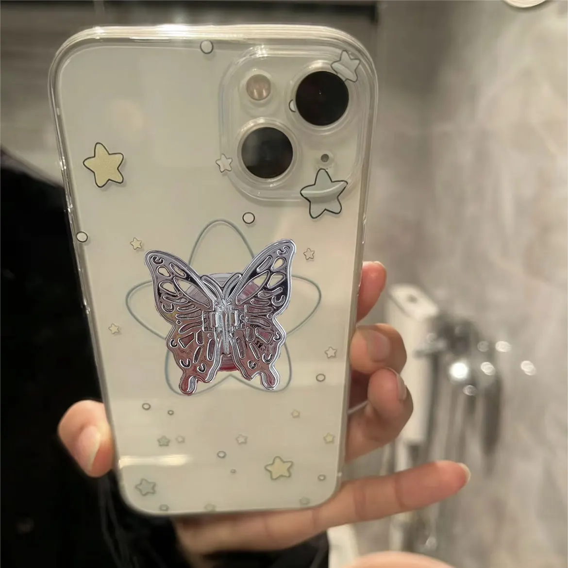 Adorable Starry Night TPU Soft Phone Case - Y2K Cartoon Design