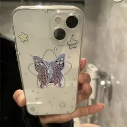 Adorable Starry Night TPU Soft Phone Case - Y2K Cartoon Design for iPhone 13 Mini (Transparent  A2)