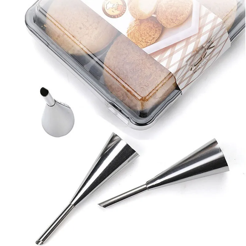 Cream Icing Piping Nozzles Stainless Steel Eclair Puff Nozzles Cupcake Filling Tubes Pastry Injector Syringe Piping Tips 1-4pcs