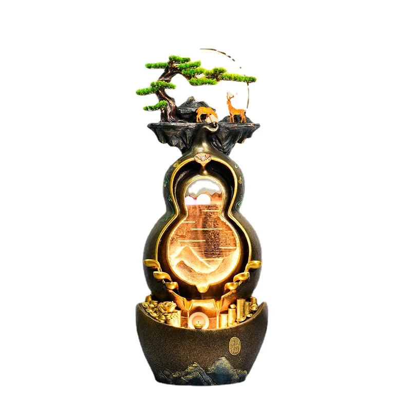 

Wyj Gourd Flowing Water Ornaments Lucky Fengshui Ball Circulating Fountain Balcony Courtyard Landscape