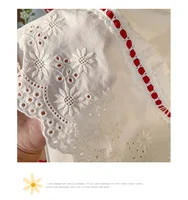 Robe exquise pour petites filles, col en dentelle à volants, garnie de ruban rouge, dentelle à pois rouge découpée, broderie sur la jupe pour enfants 6