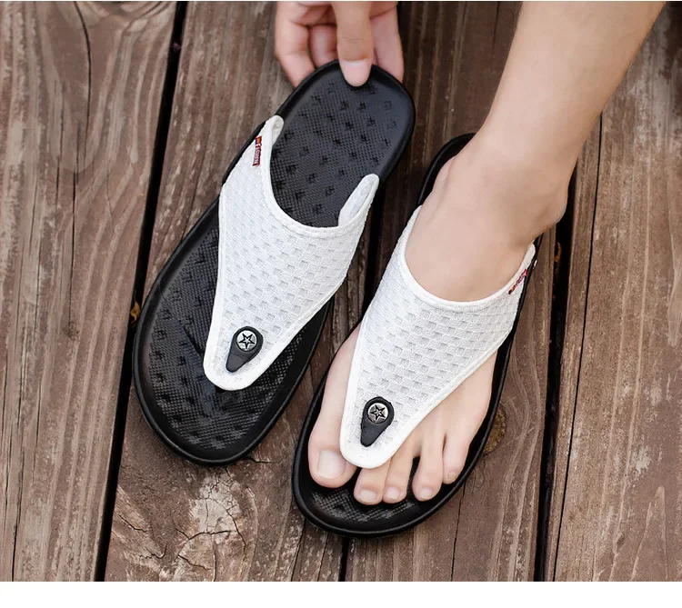MAEDEF Slippers Summer Flip Flops for Men Beach Slippers Casual Sandals Comfortable Shoes Non-Slip Bathroom Shoes Men Slides