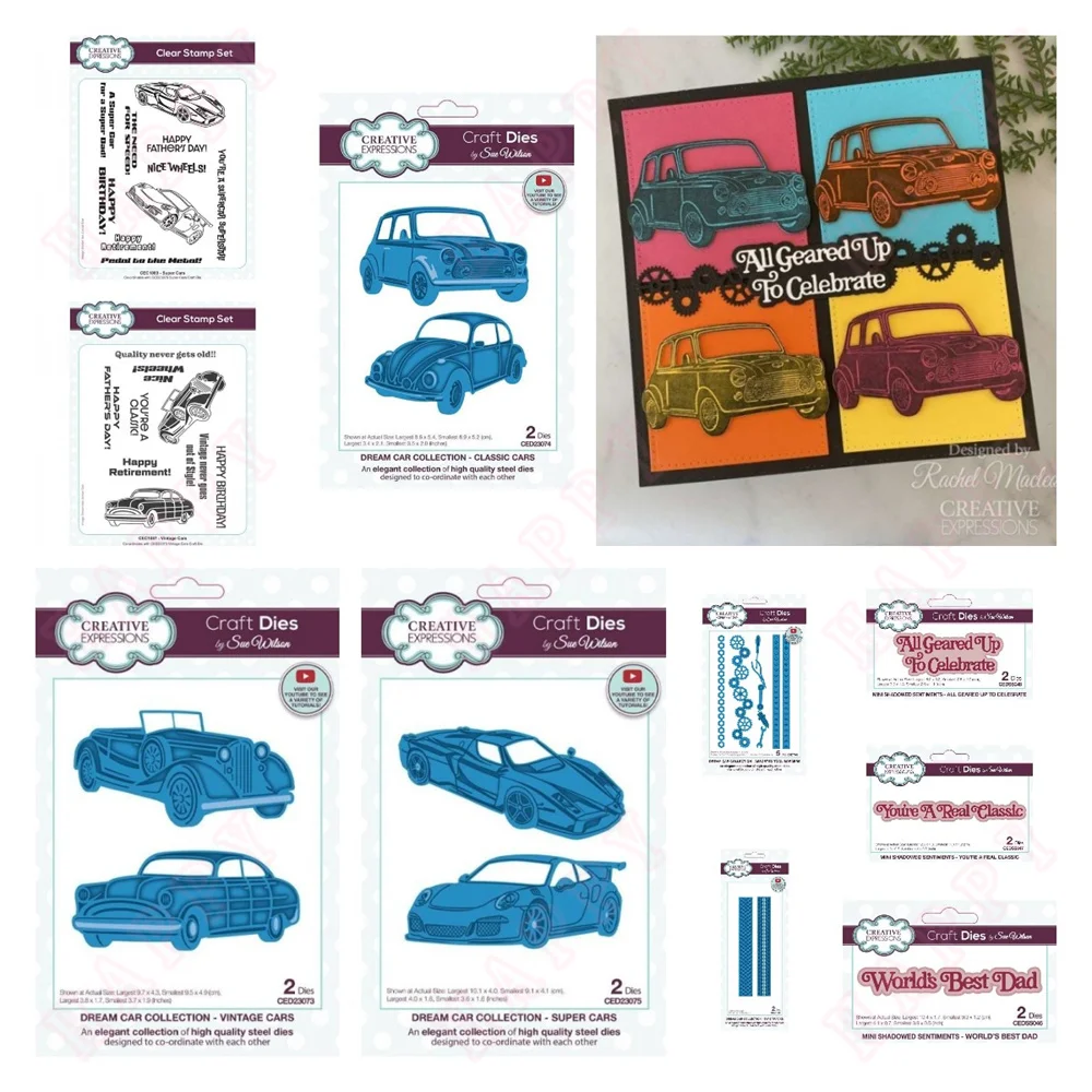 

Dream Car Stamps or Metal Cutting Dies Sets for DIY Craft Making Greeting Card Scrapbooking Super Cars Craft Die Father's Day