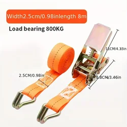 Heavy - Duty Front Cargo Ratchet Strap with Metal Buckle - Adjustable and Secure Tie - Down for Safe Luggage Transport (8M)