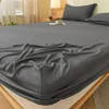 Fitted Bed Sheet with Elastic Band Solid Color Anti-slip Adjustable Mattress Cover for Single Double Queen King Bed 1