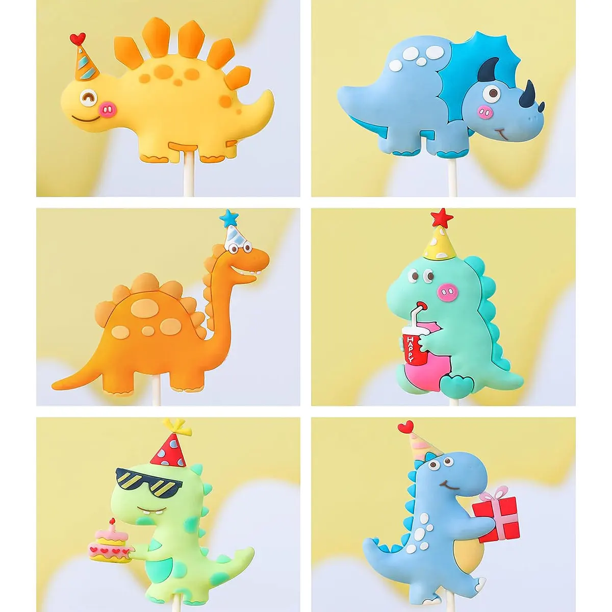 Cake Topper 6PCS Little Dino Birthday Party Supplies For Dino Birthday