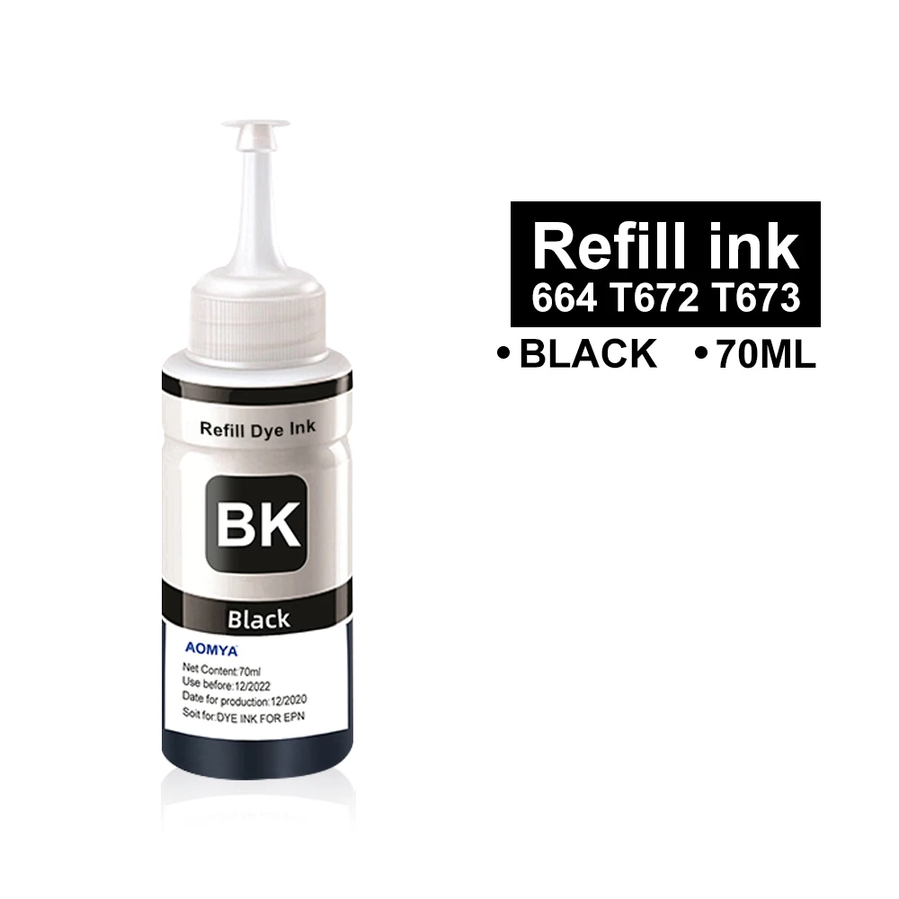Aomya Dye Refill Ink Kit 4*70ml For Epson L365 L355 L300 L100 L110 L200 L210 L120 L130 L1300 L220 L310 L555 L565 Printer dye ink kit ink refill kit dye ink refill inkjet printer ink ink cartridge refill kit ink refill inkjet printer refill tool