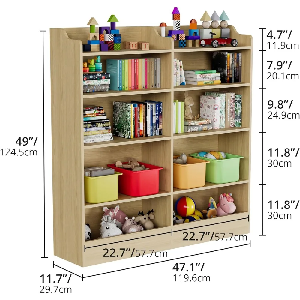 Kids Bookshelf, 10 Cubbies Kids Toy Storage Organizer,Toddler Bookcase Storage Cabinet for Playroom, Bedroom 5