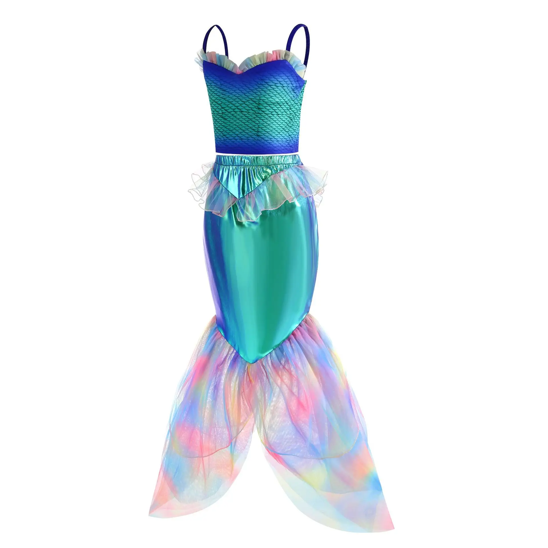 Costume de sirène cosplay pour filles, Ariel Movie Py Playing Princess, sirène trempée, vêtements de fête à la piscine d'été pour enfants, nouveau, 2024