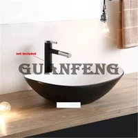 Household Single Hole Creative Black Above Counter Basin Bathroom Retro Basin Chinese Style Ceramic Sink Hand Washing Basin Bowl 1