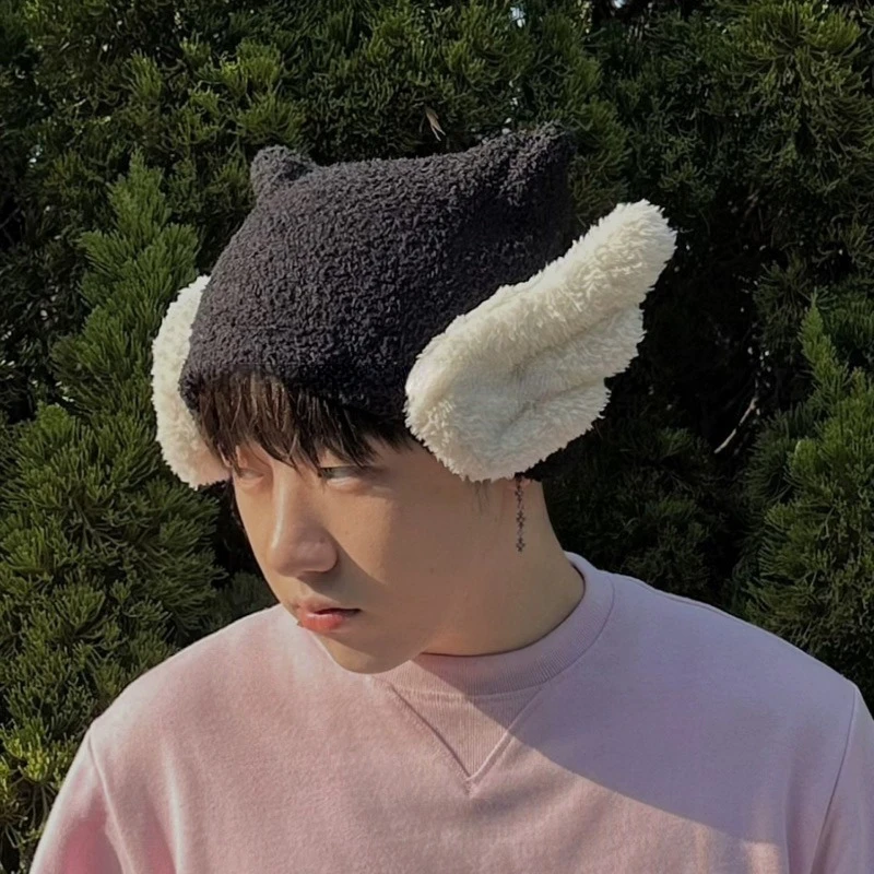 

Warm Winter Casual Angel Wing Y2k Hat Hot Fashion Design Girls Cap Hat Black White Cute Knitted Hatfor Girl Gorras Para Hombres