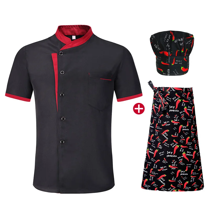 

Short Sleeve Chef coat Kitchen Work Uniforms Sushi Bakery Cafe Waiter Catering Food Service Restaurant chef Jackets Aprons logo