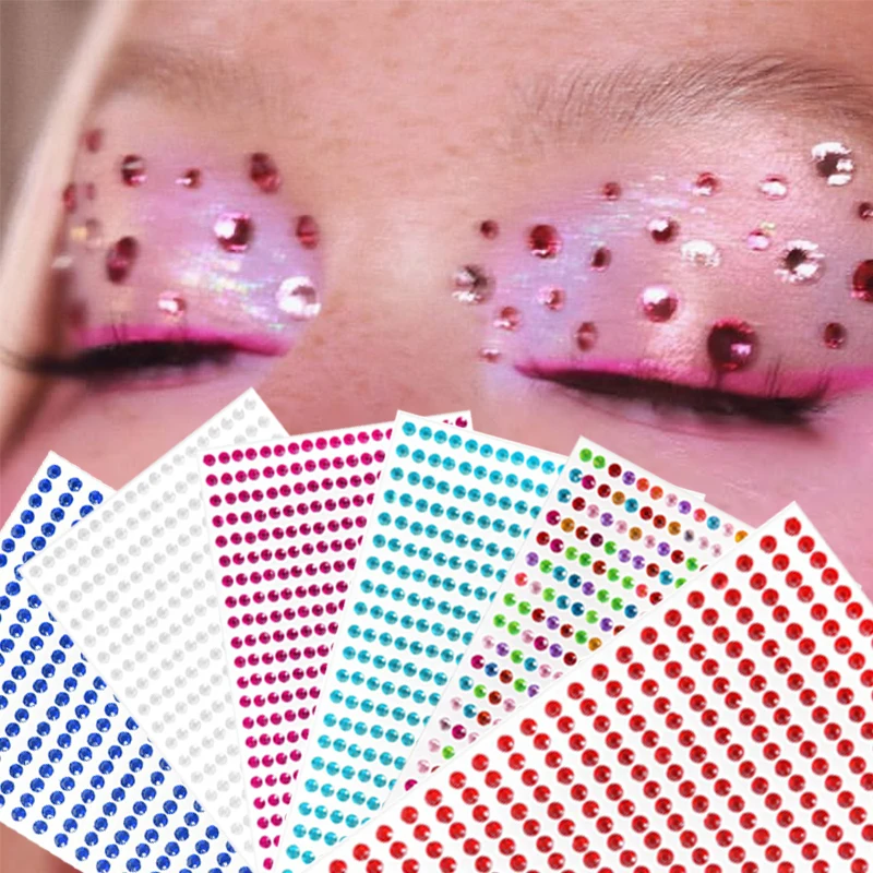 

Eyes Nail Body Colored Diamond Stickers Self Adhesive Eyeliner Face Rhinestone Sticker DIY 3D Crystal Colorful Eyeshadow Sticker