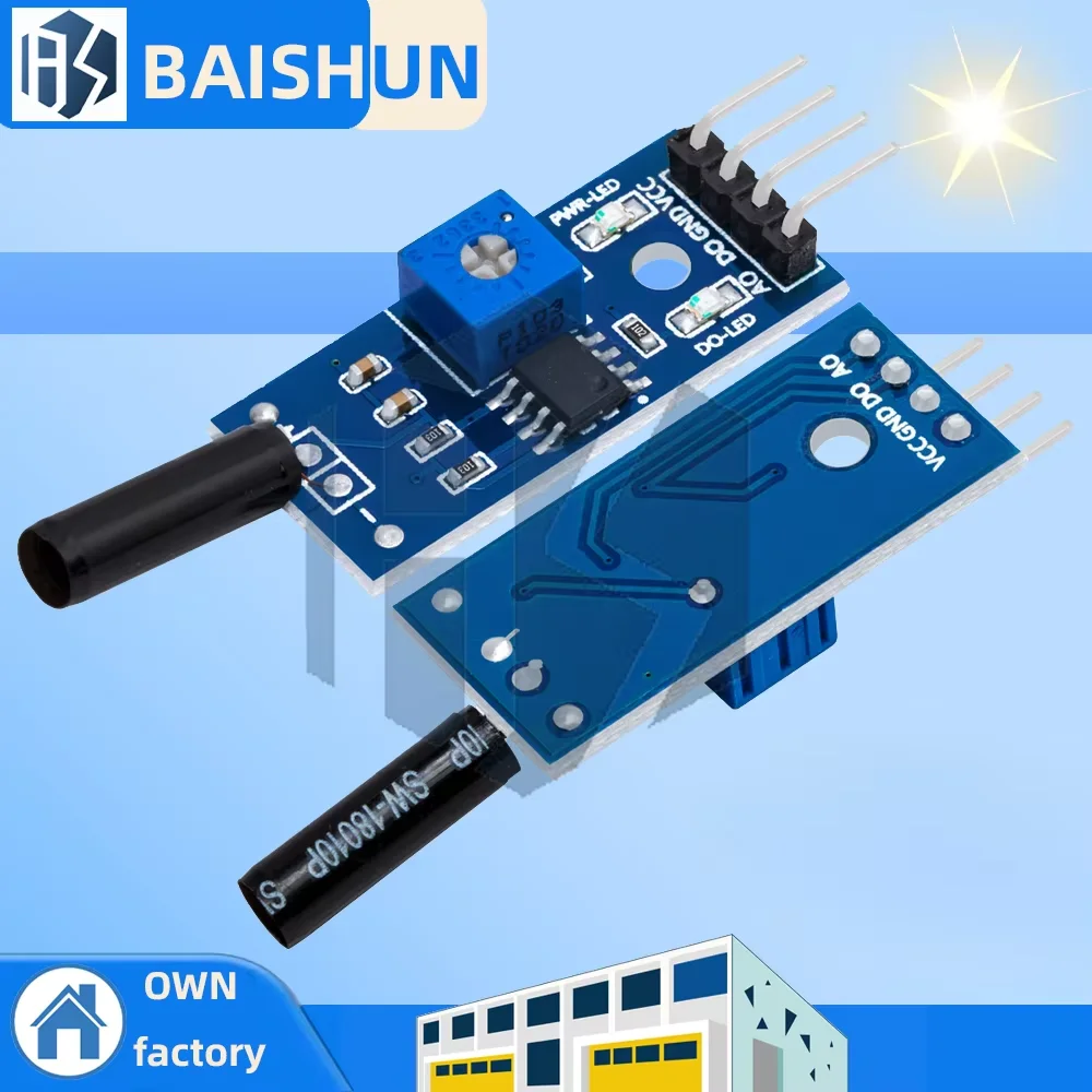 1PCS/5PCS Normally Open Shock Sensor Module: Vibration Detection for Arduino – Alarm-Compatible Module