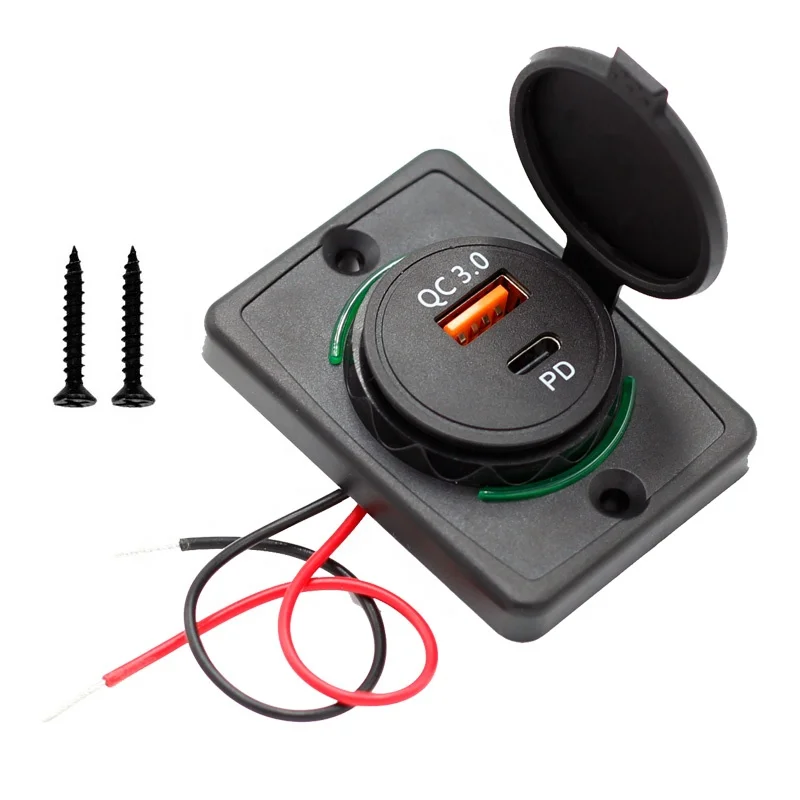 DC 12V 24V Panel Mount Train Tram Marine Boat Car Bus Seat QC 3.0 And Type C Bus USB Charger