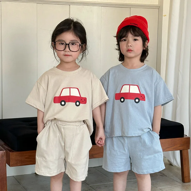 Cute Cartoon Kids Summer T Shirt and Shorts Set