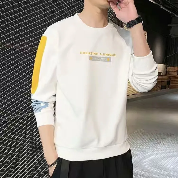 

2023 New Arrival Spring Autumn Crewneck Sweatshirt Hip Hop Colorblock Side Stripe O-neck Shirt Fashion Clothing Men Skateboard