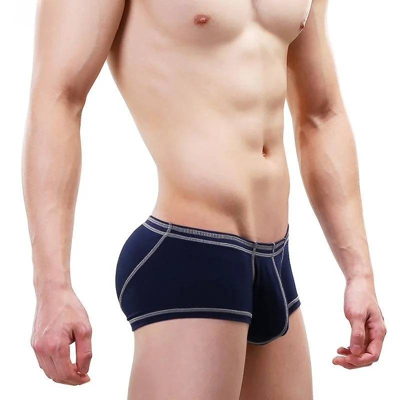 

2Pcs Sexy Men's Underwear Sweat-absorbing Breathable Comfortable Modal Boxer Shorts Mid Waist U Convex Pouch Underpants