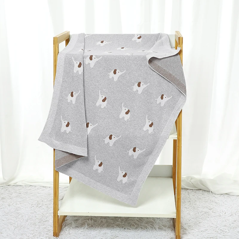 Newborn Baby Blanket Cotton Knit Infant Boy Girls Bedding Quilt 90*70CM Toddler Stroller Swaddle Soft Sleep Covers Cute Elephant 2