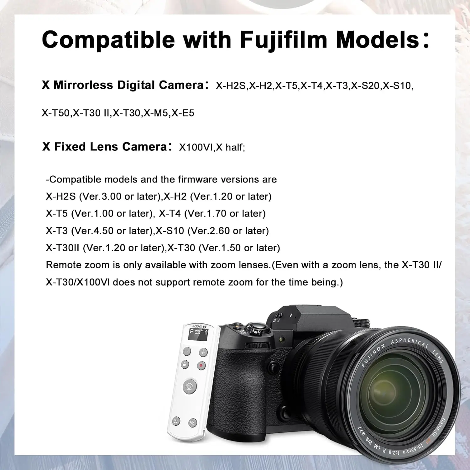 USB-C BR-3F Wireless Remote Shutter Release for Fujifilm X-T50 X100VI X-S20 X-H2