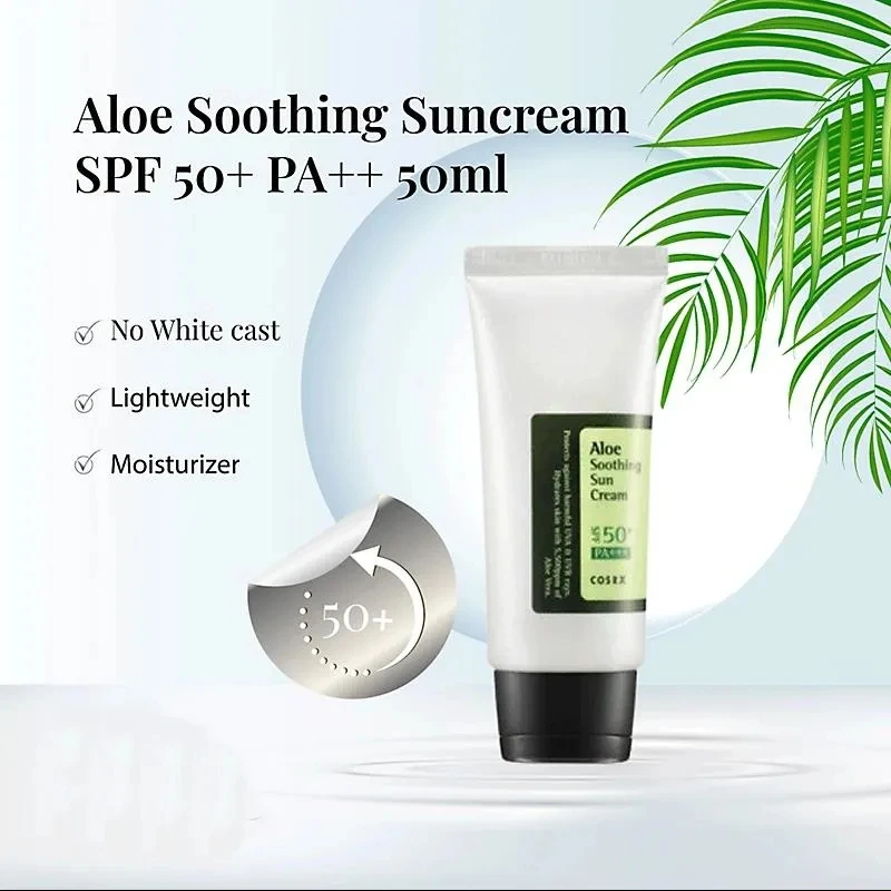 

50ml COSRX Aloe Soothing Sun Cream SPF50+ PA+++ Sunscreen Cream Protector Facial Sun Block Whitening Lotion Korea Cosmetics
