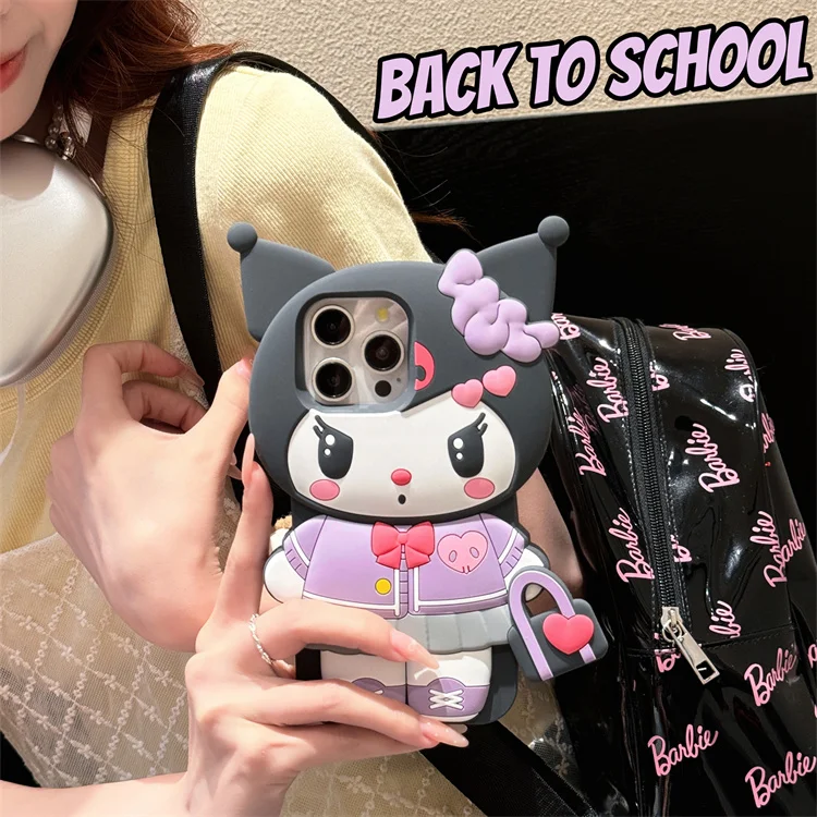 Handbag KT Kuromi For iPhone 17 16 15 14 13 12 11 Pro Max Silicone Soft Cover Case 6