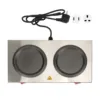 Double Coffee Warmer Commercial Coffee Pot Warmer Double Hot Plate Stainless Steel Portable Standard Decanter Warmer for Cafe Br 1