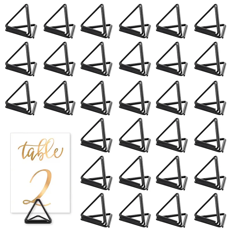 10–30 Stück dreieckige Tischkartenhalter für Hochzeit, Jahrestag, Tischdekoration, Nummernkartenständer, Clip, Geburtstagsparty-Zubehör – Detail 2