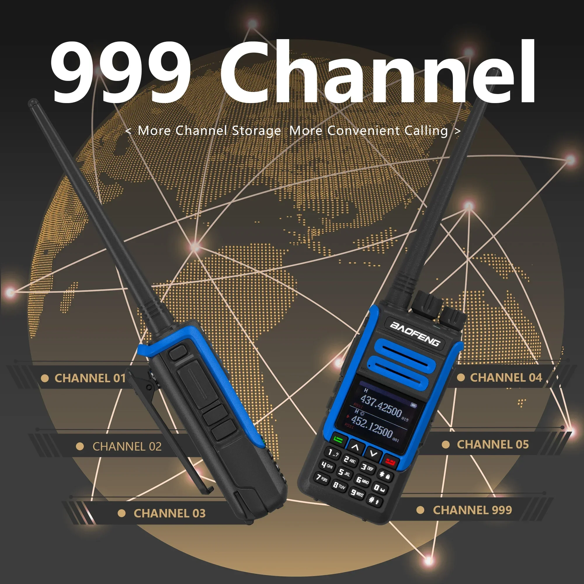 Baofeng BF-1802L Walkie Talkie USB-C Charging Tri-Band 220-260mhz Wireless Copy Frequency NOAA 999CH Battery Save Upgrade BF-H7 5