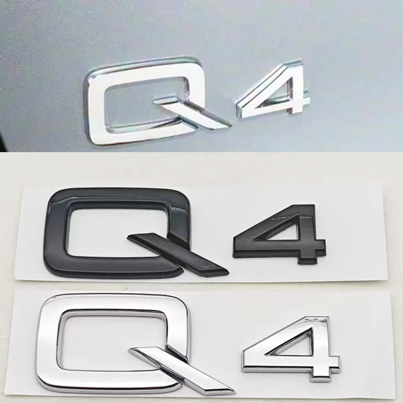 새로운 3D ABS 광택 블랙 레터 로고 엠블럼 (아우디 Q4 e-트론 Q6용), 리어 트렁크 펜더 사이드 배지 자동차 테일 마킹 액세서리