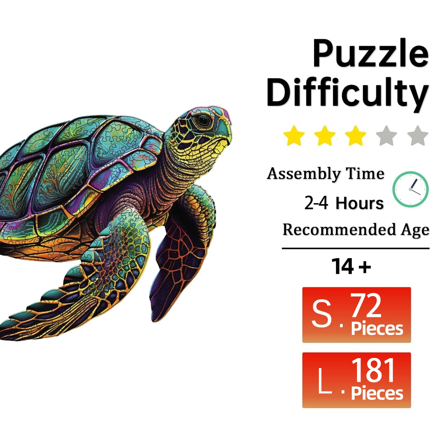 Puzzle per Bambini con Tartaruga Marina, Puzzle da 108 Pezzi con Pezzi Grandi per Bambini di Età